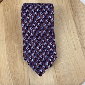 Ermenegildo Zegna Mens Tie Woven 100% Silk Purple Grey‎ Geometric Abstract Print